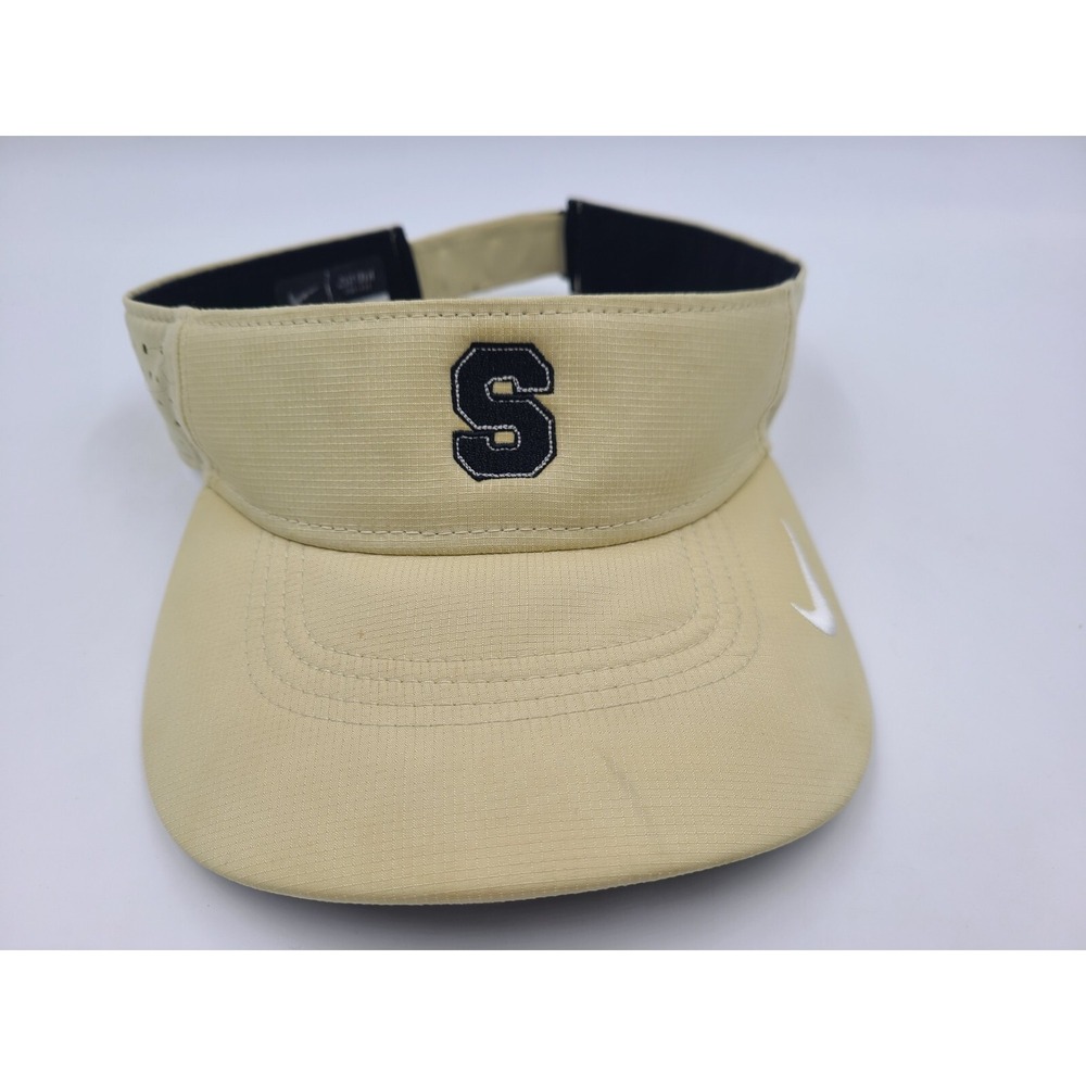 Nike Dri-Fit S Logo Sun Golf Visor Adjustable Hat Cap Dad Men Women Gold Black